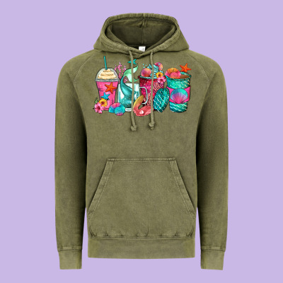 Mermaid Tail Coffee Cups Vintage Hoodie Designed By Zillion Design Studio