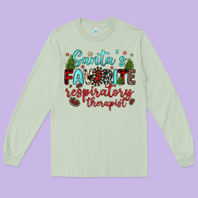 Santa S Favorite Respiratory Therapist Long Sleeve Tee Designed By Jahusdesignshop