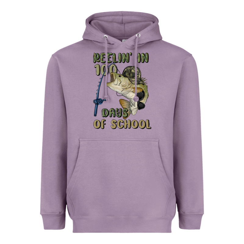 Reelin' In 100 Days Of School Heavyweight Hoodie by MaliasSmallBusiness | Teevron