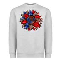Heather Grey American flag leopard sunflower Heavyweight Sweatshirt - Zillion Design Studio