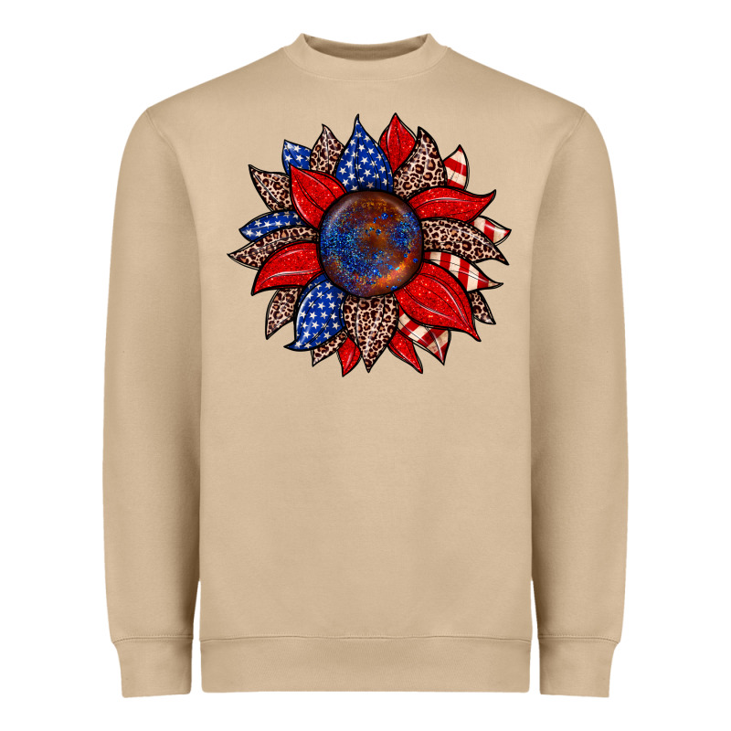 American Flag Leopard Sunflower Heavyweight Sweatshirt by Zillion Design Studio | Teevron