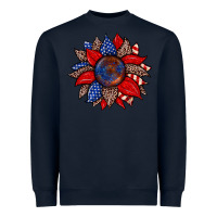 Navy American flag leopard sunflower Heavyweight Sweatshirt - Zillion Design Studio