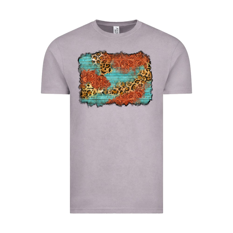 Western Leopard Tooled Leather Background Vintage Tee by Zillion Design Studio | Teevron