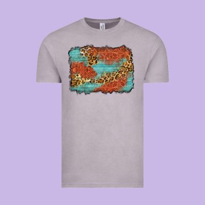 Western Leopard Tooled Leather Background Vintage Tee Designed By Zillion Design Studio