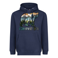 Navy camping bear Heavyweight Hoodie - MaliasSmallBusiness