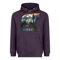 Plum camping bear Heavyweight Hoodie - MaliasSmallBusiness