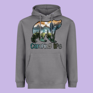 Camping Bear Heavyweight Hoodie Designed By Maliassmallbusiness
