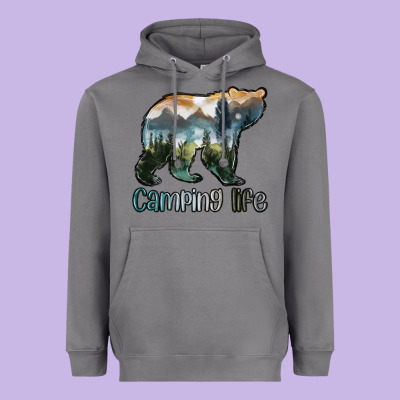 Camping Bear Heavyweight Hoodie Designed By Maliassmallbusiness