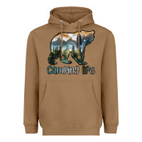 Toasted Coconut camping bear Heavyweight Hoodie - MaliasSmallBusiness