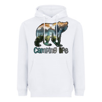 White camping bear Heavyweight Hoodie - MaliasSmallBusiness