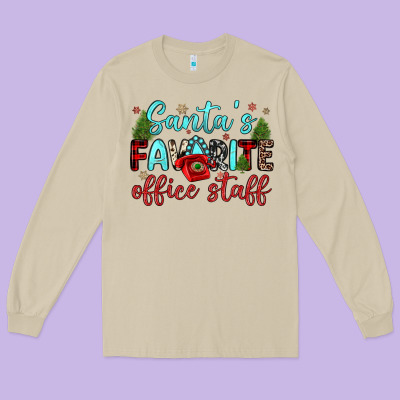 Santa S Favorite Office Staff Long Sleeve Tee Designed By Jahusdesignshop