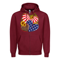 Burgundy america heart and sunflower Zipper Hoodie - Artiststas