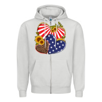 Dove Grey america heart and sunflower Zipper Hoodie - Artiststas