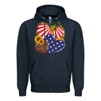Navy america heart and sunflower Zipper Hoodie - Artiststas