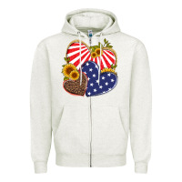 America Heart And Sunflower Zipper Hoodie | Teevron