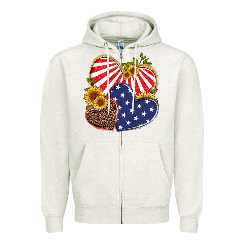 America Heart And Sunflower Zipper Hoodie by Artiststas | Teevron