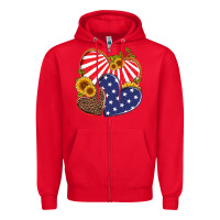 Red america heart and sunflower Zipper Hoodie - Artiststas