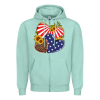Seafoam america heart and sunflower Zipper Hoodie - Artiststas