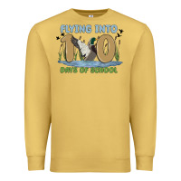 Antique Gold flying into 100 days of school Premium Sweatshirt - MaliasSmallBusiness