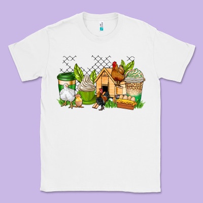 Chicken Coffee Cups Classic Tee Designed By Adodesignshop