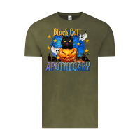 Vintage Olive Black Cat Apothecary Vintage Tee - texasbilliewilder