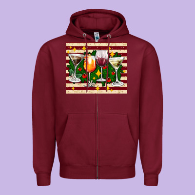 Christmas Cocktail Zipper Hoodie Designed By Adodesignshop