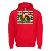 Red Christmas cocktail Zipper Hoodie - AdoDesignShop