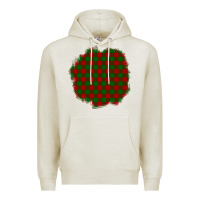 Oatmeal Heather Christmas Tartan Patch Premium Hoodie - BundleAndBundleShop