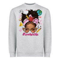 Heather Grey afro messy bun teacherlife Heavyweight Sweatshirt - texasbilliewilder