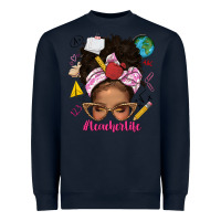 Navy afro messy bun teacherlife Heavyweight Sweatshirt - texasbilliewilder