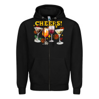 Black Cheers Christmas Coctail Zipper Hoodie - AdoDesignShop
