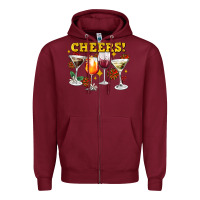 Burgundy Cheers Christmas Coctail Zipper Hoodie - AdoDesignShop