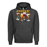 Charcoal Heather Cheers Christmas Coctail Zipper Hoodie - AdoDesignShop