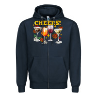 Navy Cheers Christmas Coctail Zipper Hoodie - AdoDesignShop
