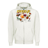 Oatmeal Heather Cheers Christmas Coctail Zipper Hoodie - AdoDesignShop