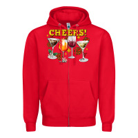 Red Cheers Christmas Coctail Zipper Hoodie - AdoDesignShop