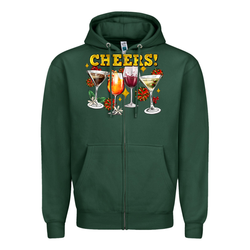 Cheers Christmas Coctail Zipper Hoodie by AdoDesignShop | Teevron