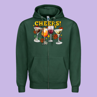 Cheers Christmas Coctail Zipper Hoodie Designed By Adodesignshop