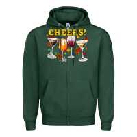 Sports Green Cheers Christmas Coctail Zipper Hoodie - AdoDesignShop