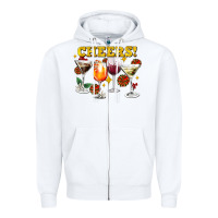 White Cheers Christmas Coctail Zipper Hoodie - AdoDesignShop