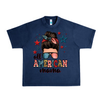 Navy all american mama messy bun Urban Heavy Tee - Zillion Design Studio