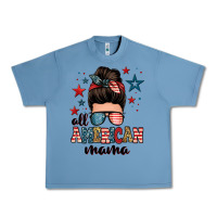 Pebble Blue all american mama messy bun Urban Heavy Tee - Zillion Design Studio