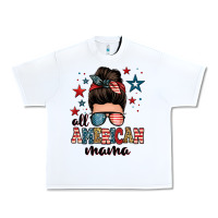 White all american mama messy bun Urban Heavy Tee - Zillion Design Studio