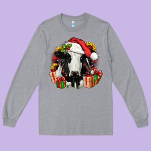 Christmas Holstein Long Sleeve Tee Designed By Jahusdesignshop