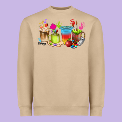 Art Teacher Coffee Cups Heavyweight Sweatshirt Designed By Texasbilliewilder
