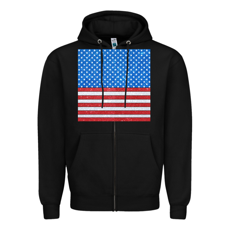 Glitter 4th Of July Seamless Pattern Zipper Hoodie by BundleAndBundleShop | Teevron