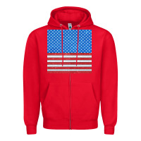 Red Glitter 4th Of July Seamless Pattern Zipper Hoodie - BundleAndBundleShop