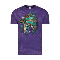 Cloud Purple indian feather headdress with western  patterns Vintage Tee - RanaPortraitStore