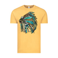 Vintage Mustard indian feather headdress with western  patterns Vintage Tee - RanaPortraitStore