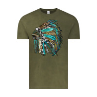 Vintage Olive indian feather headdress with western  patterns Vintage Tee - RanaPortraitStore